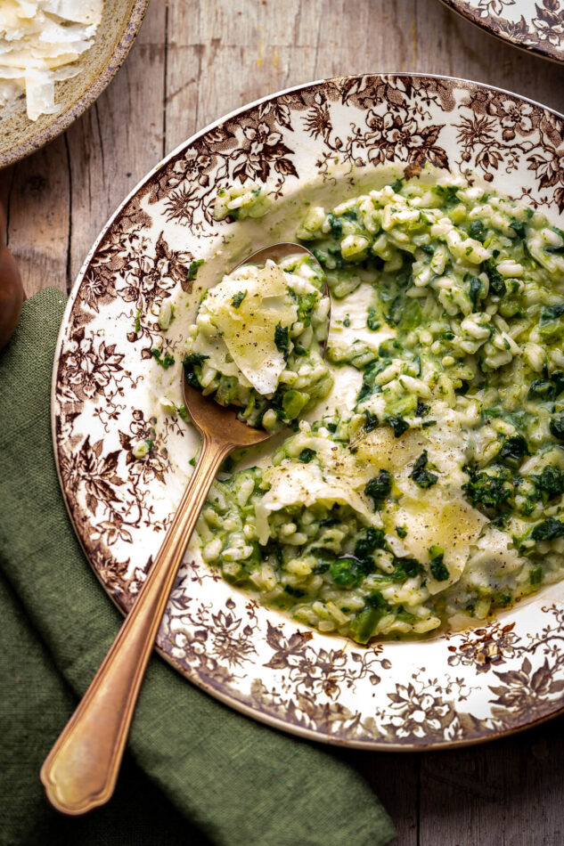 risotto con cavolo nero, porri e pecorino toscano