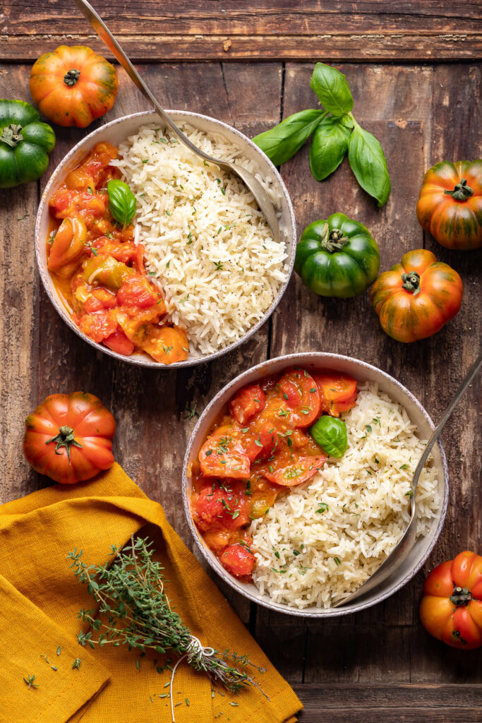 curry di pomodori e riso basmati