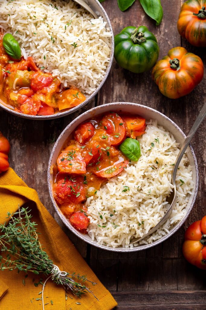 curry di pomodori e riso basmati